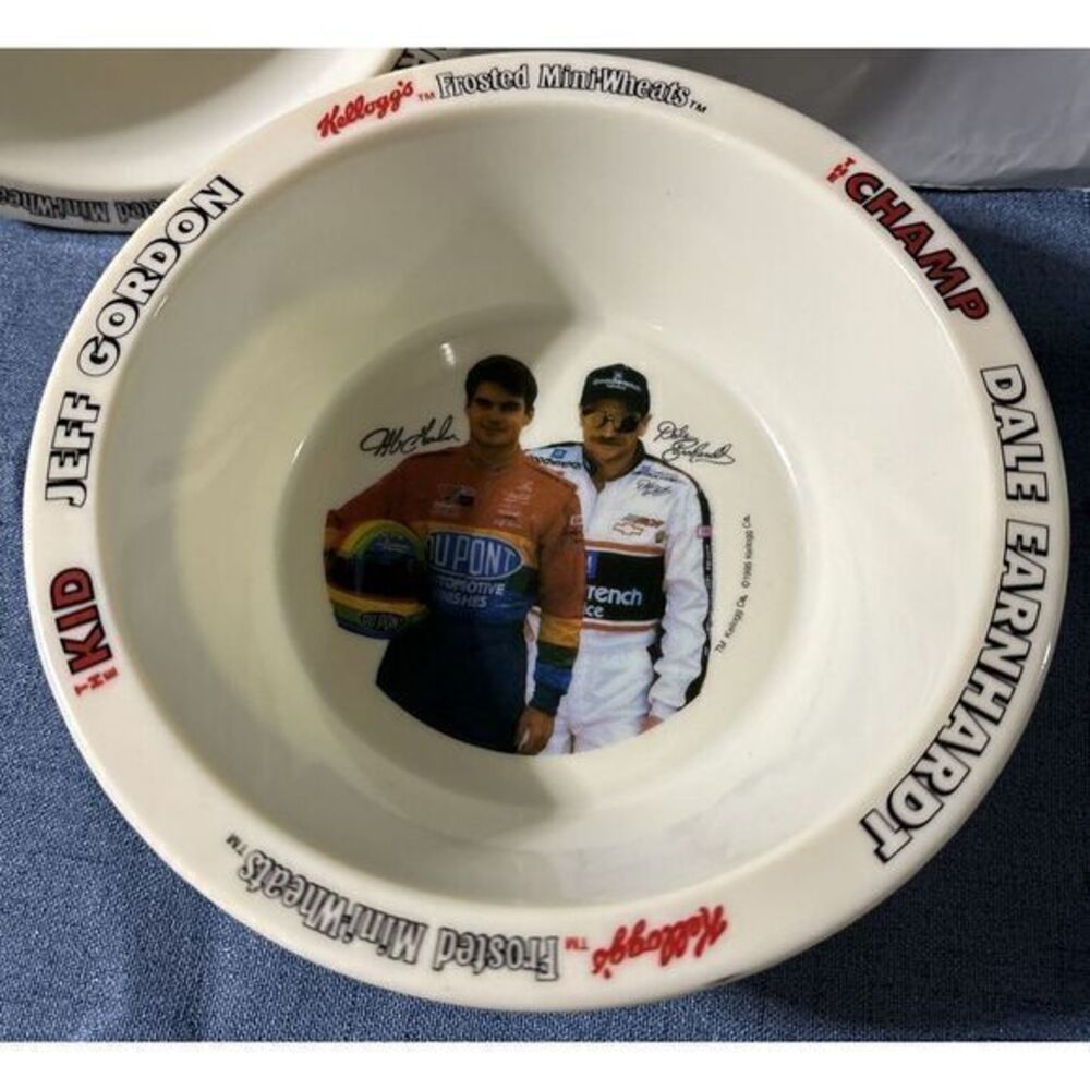 Dale Earnhardt Jeff Gordon Kellogg's Frosted Mini Wheats Promotional Bowls 1995 - Picture 2 of 5